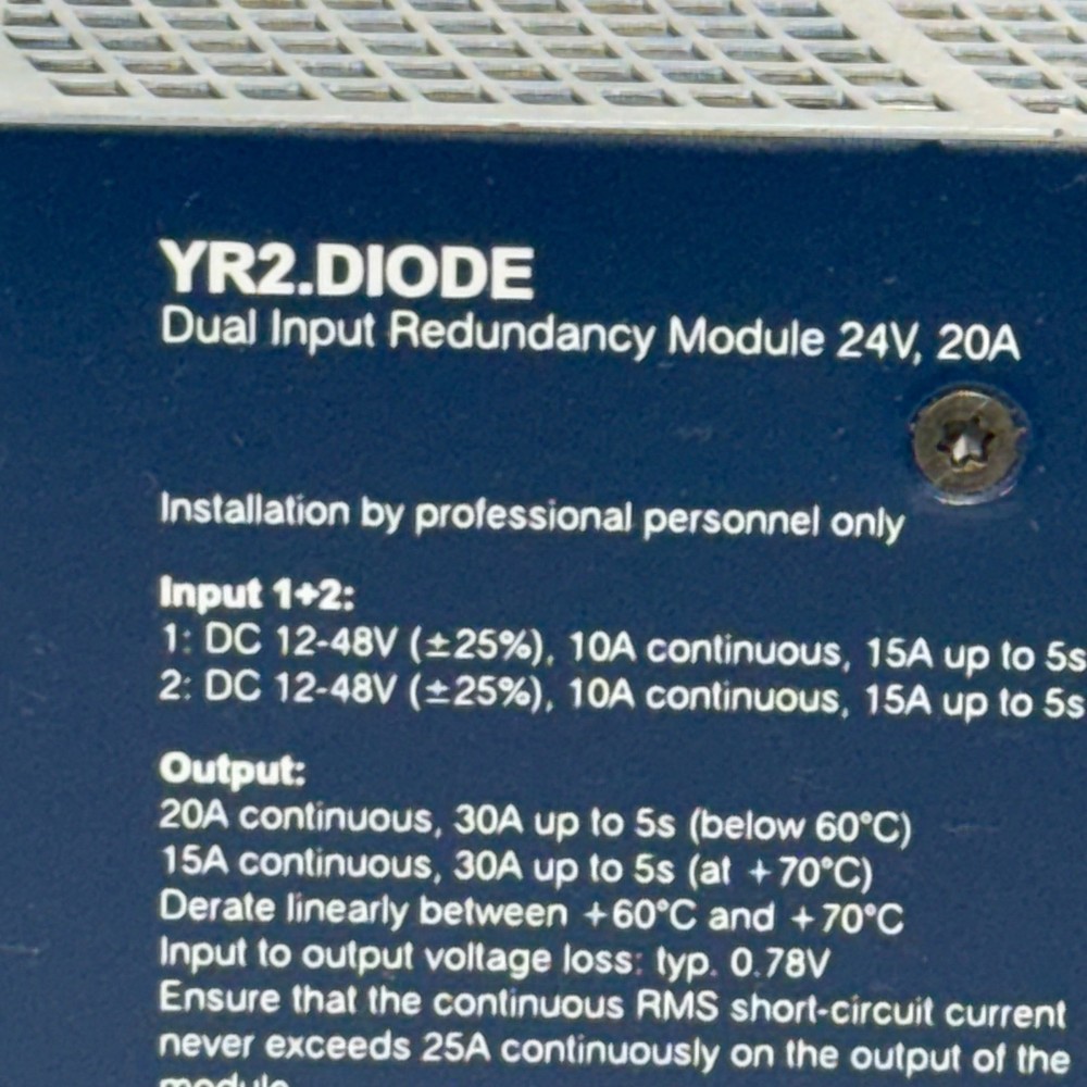 PULS YR2.DIODE Redundancy Module 12–48V DC DIN Rail