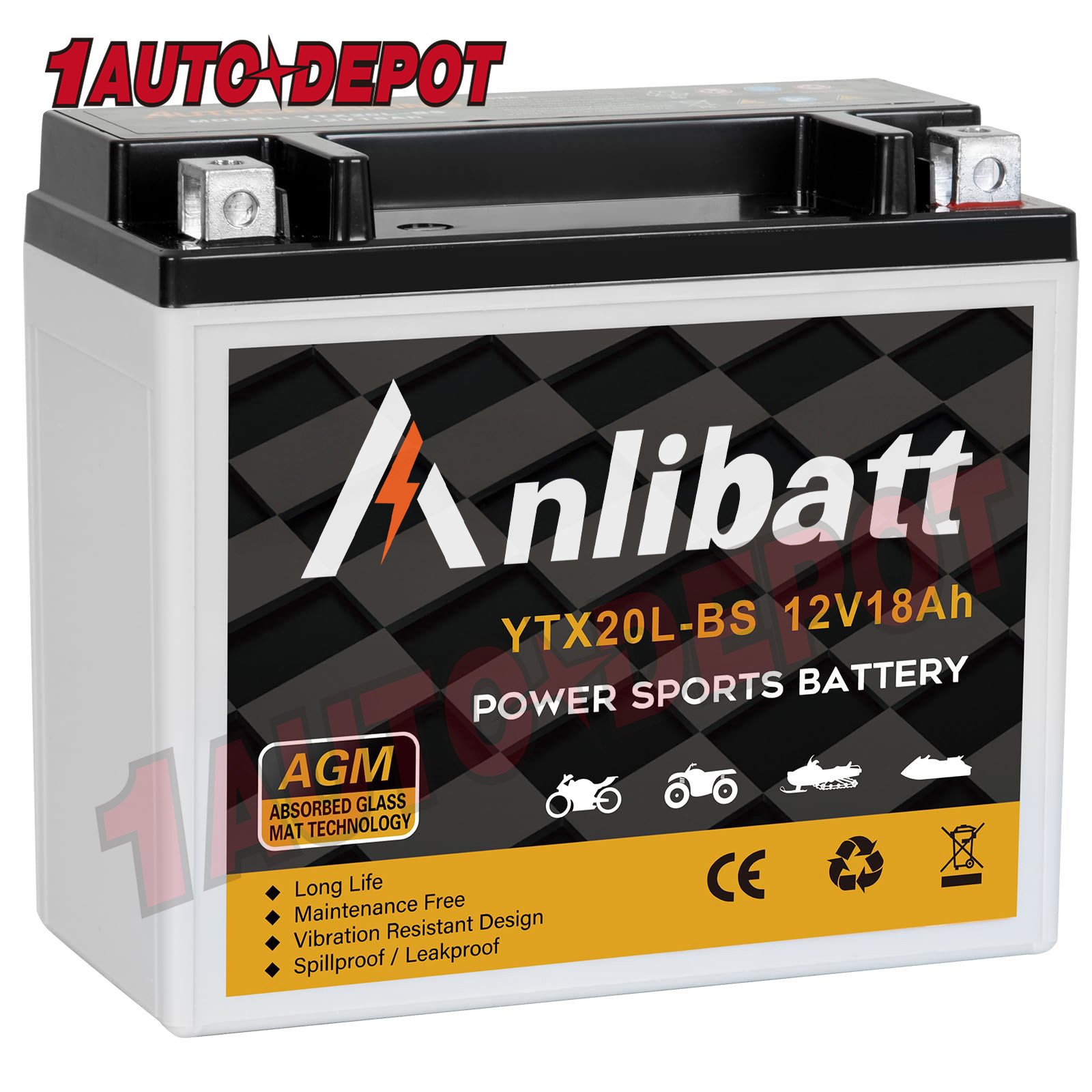 YTX20L-BS AGM Motorcycle Battery 12V 18Ah For Honda Harley Davidson ATV UTV