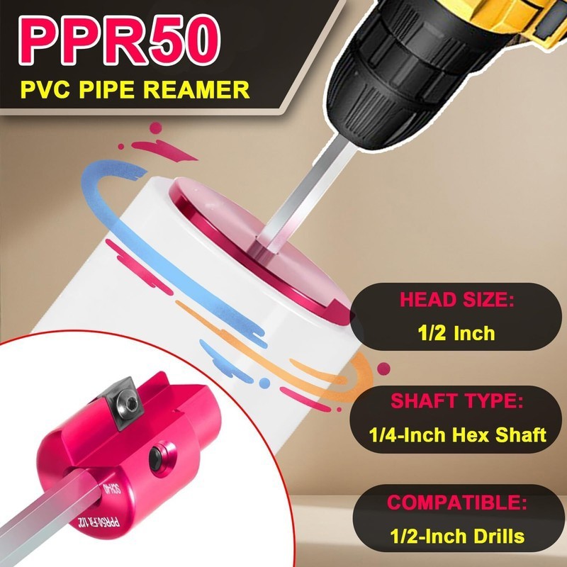 Plastic Pipe Fitting Reamer Plumbing Tool for SCH40 PVC, ABS, CPVC Socket Saver