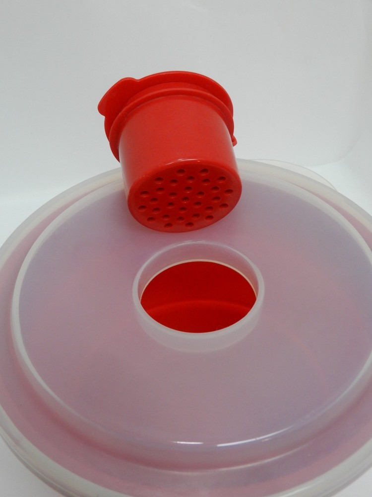 Pampered Chef Red Microwave Popcorn Maker w/Instructions 1457 EUC