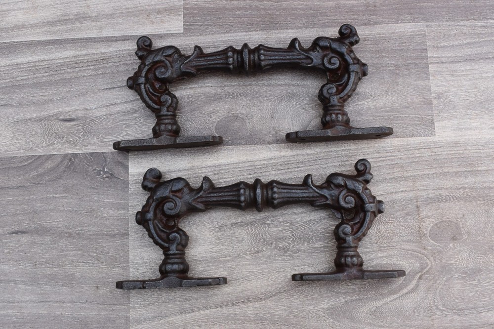 Victorian Handmade iron dragon door cabinet screen handles Knob pull rustic 2 pc