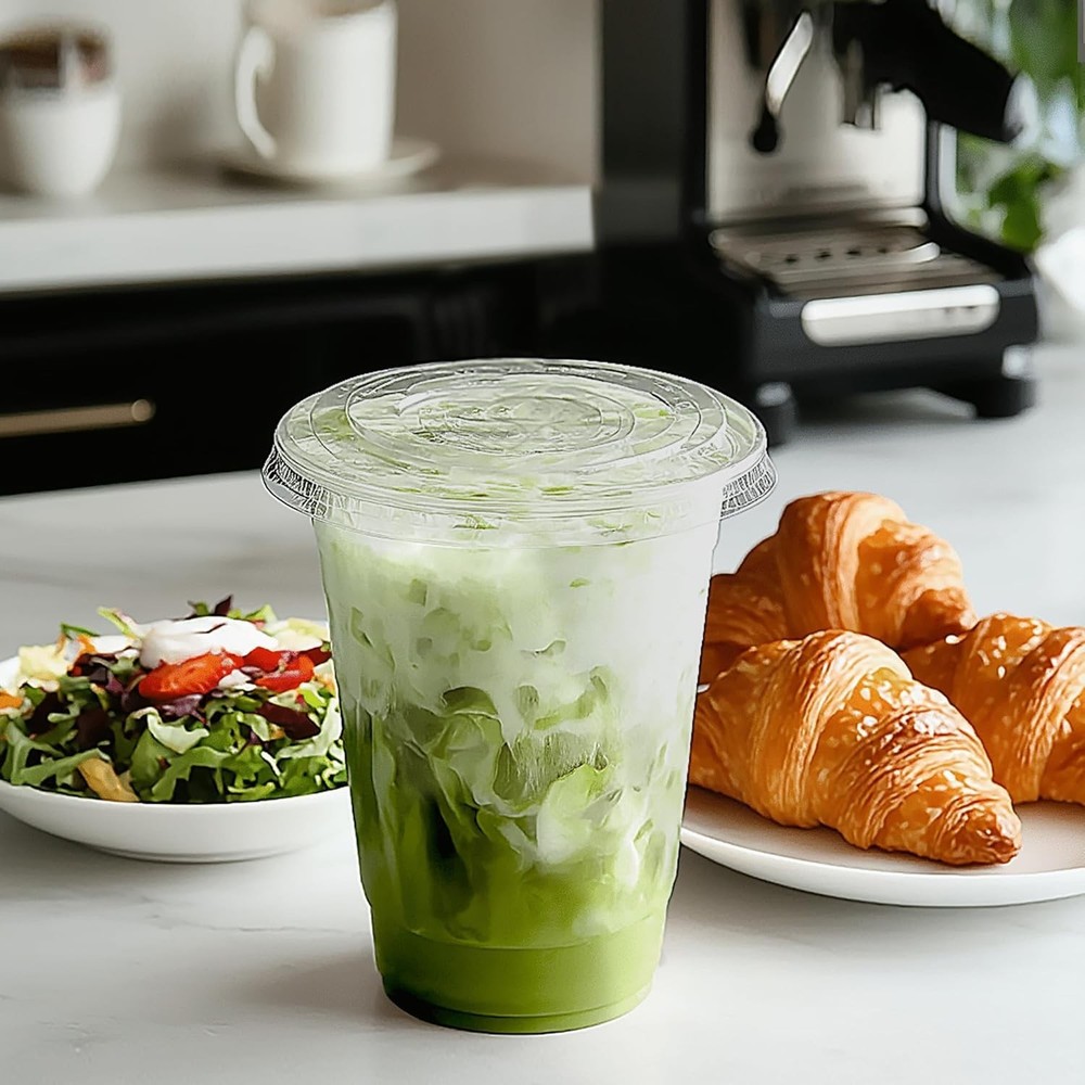 plastic cups with lids [20 oz 100cups&100flat lids],Clear Crystal disposable ...