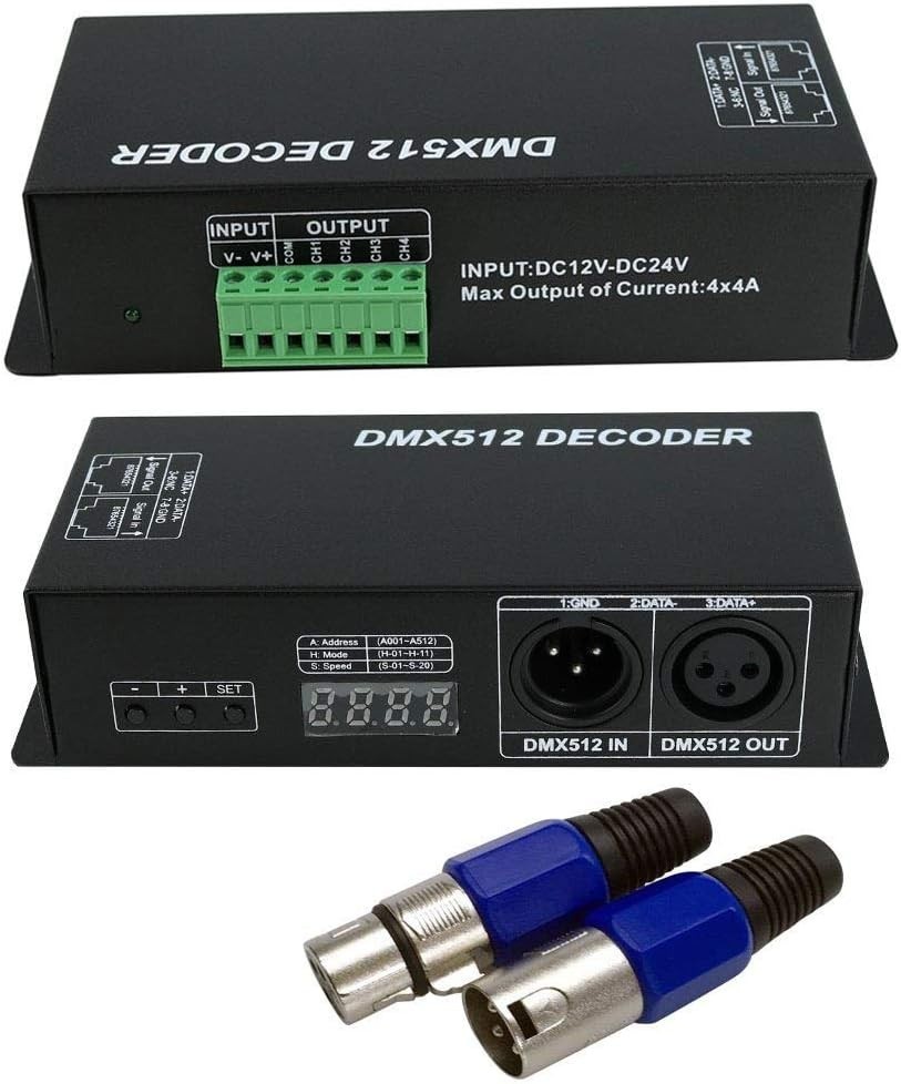 Compact 4-Channel LED DMX Decoder with Digital Display - Modern Dimming Solution