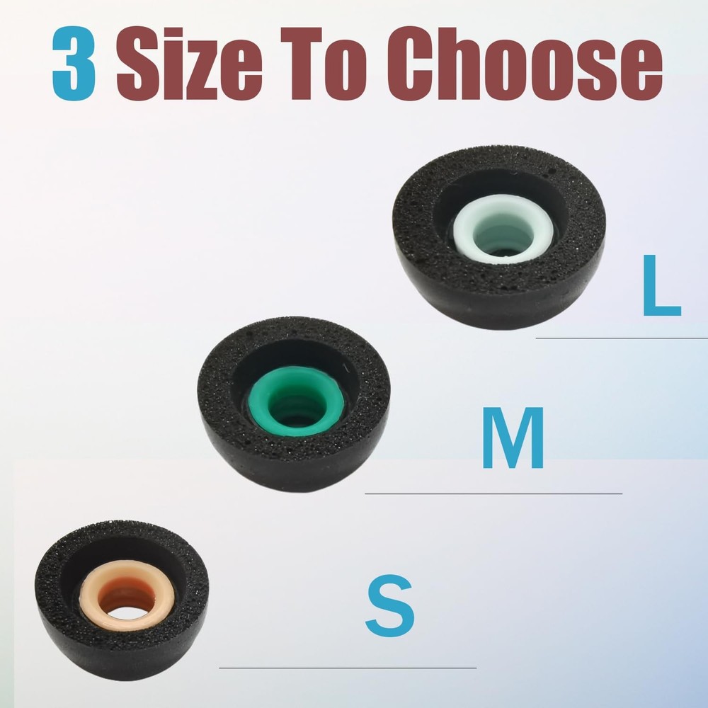 XS (Extra Small) Memory Foam Ear Tips - Universal Replacement Earbud Black