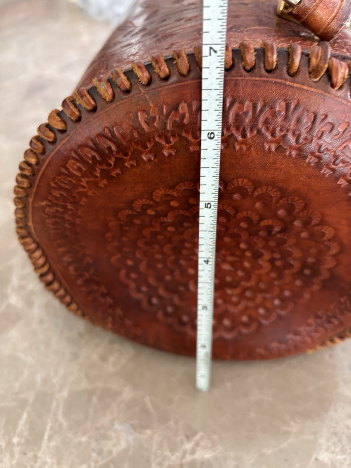 Gorgeous Hand Made Tooled LEATHER Vintage Old Mexico 1950’s Purse Bag