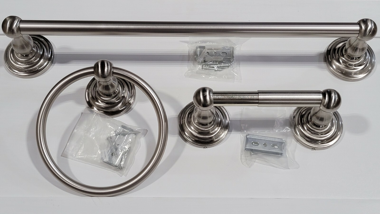 Satin Nickel Bathroom Accessories Set Towel Bar Towel Ring Tissue Holder