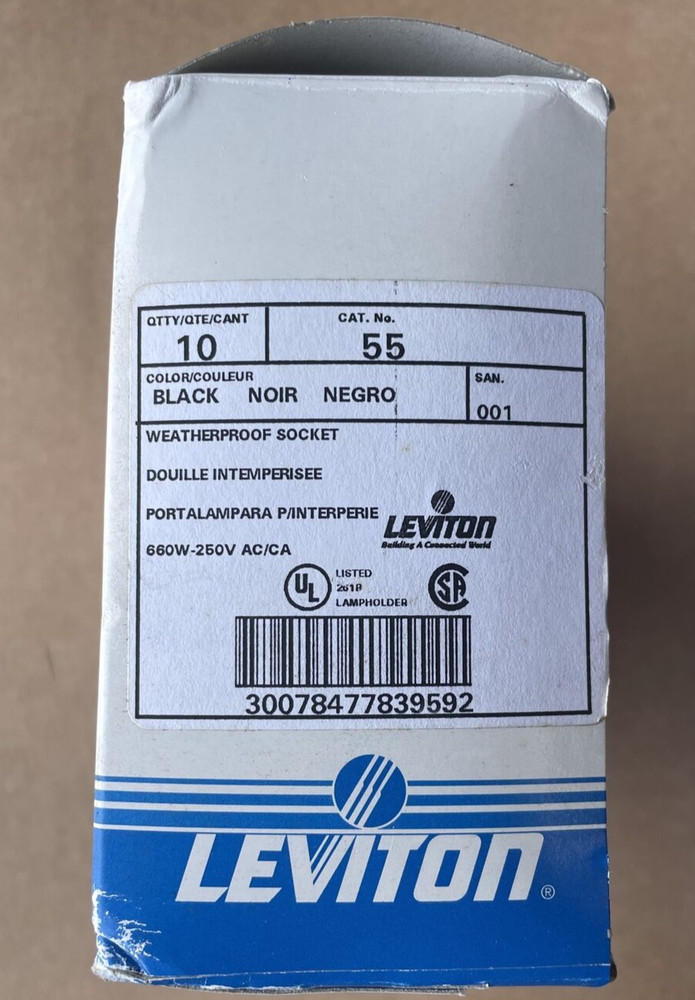 NEW!! Leviton Weatherproof Socket, Black 10 per box