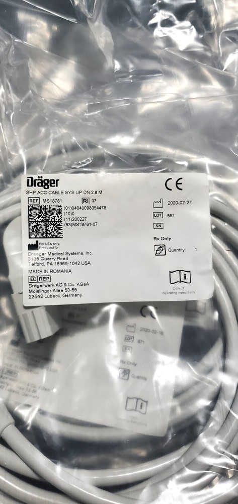 Drager SHP ACC cable. Ref MS1878-07