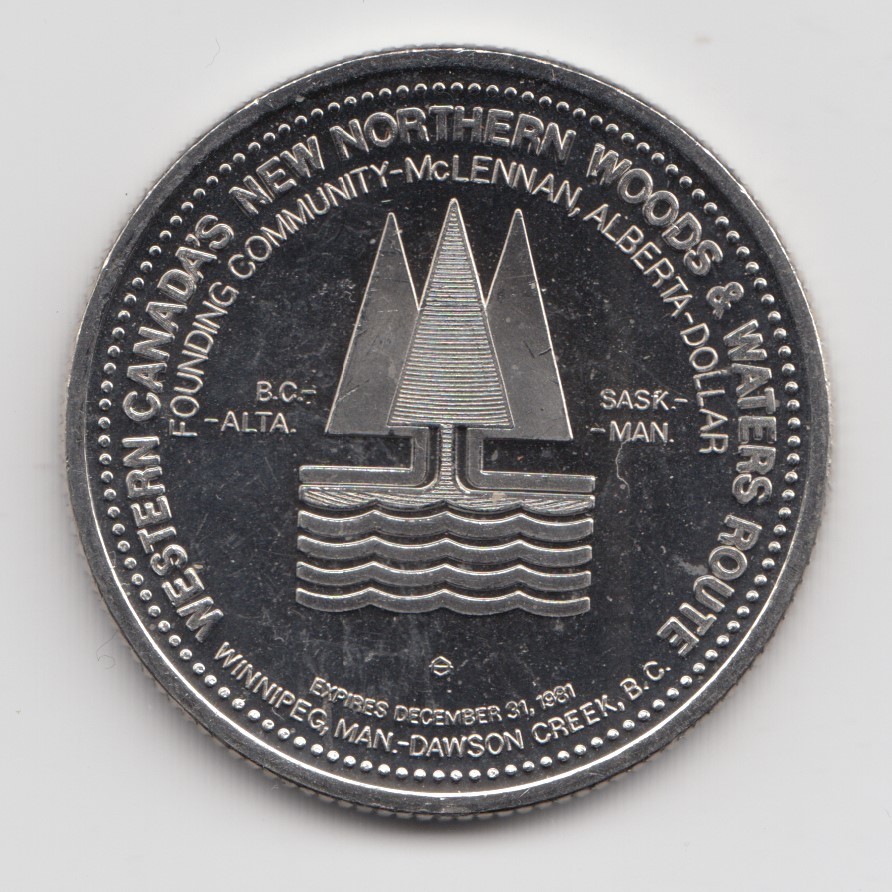 1981 McLennan District Alberta Trade Dollar Token $1