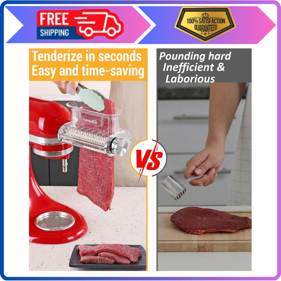 FavorKit Adjustable 3‑Thickness Meat Tenderizer Attachment – For KitchenAid Stan