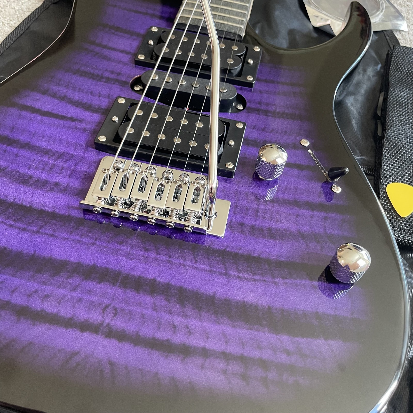 Full-Size Purple Electric Guitar and 5-Watt Amp Starter Package with Accessories