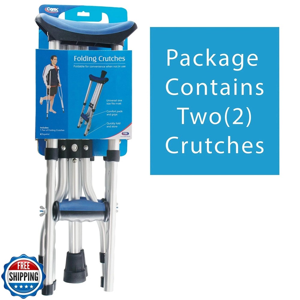 Carex Folding Crutches Pair Universal Size