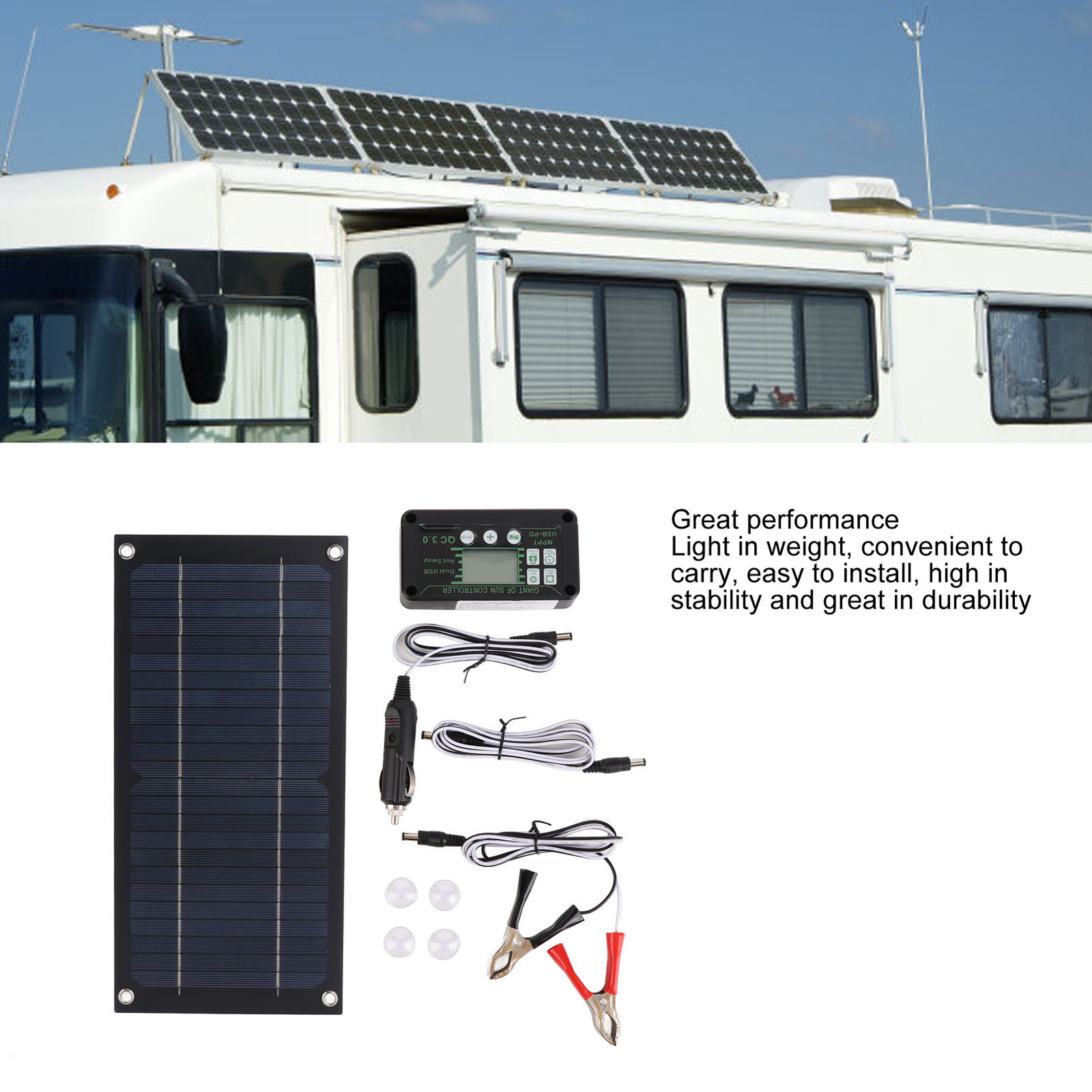 600W Solar Panel Kit 100A 12V Battery Charger w/ Controller Caravan Boat RV Car