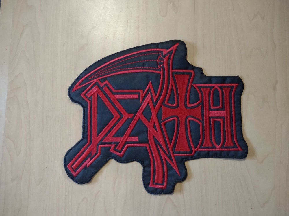 DEATH,SEW ON RED EMBROIDERED PATCH