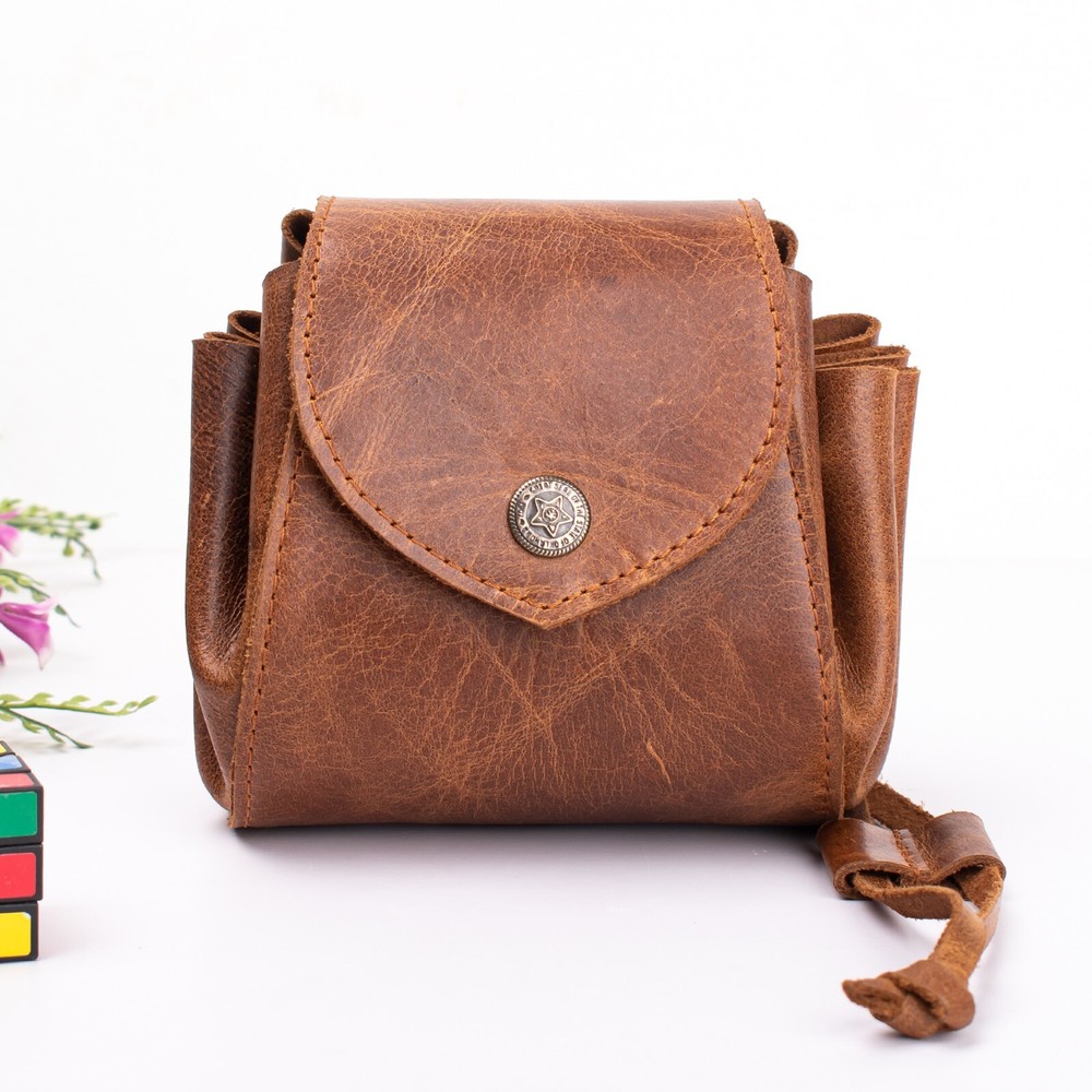 Leather Dice Bag with leather strap, D&D Storage & Gift