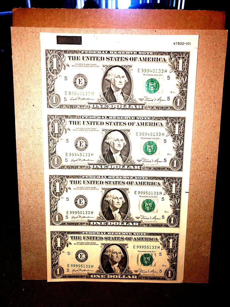 1981 $1.00 Difficult E/H Block Uncut 4 Subject sheet-choice CU {201804460472}