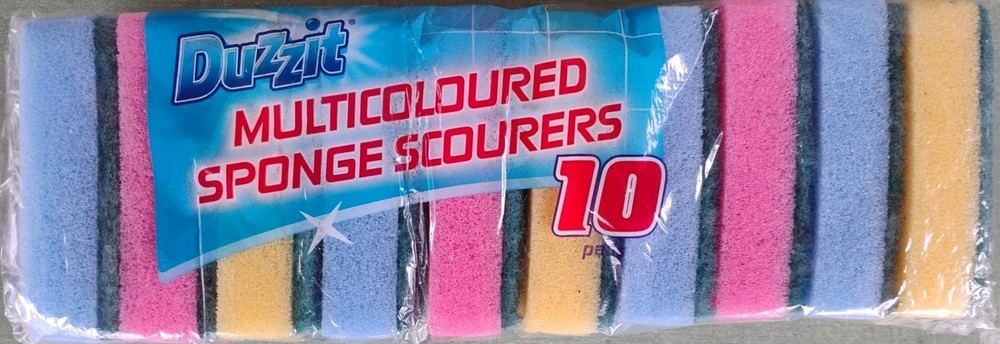 Duzzit Multi-Colored Sponge Scourers Pack of 10