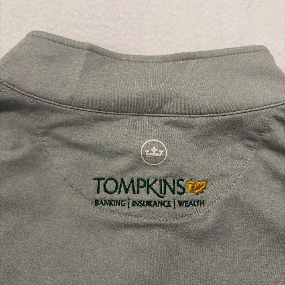 Peter Millar Mens Gray 1/4 Zip Pullover Golf Stretch Performance Logo Large