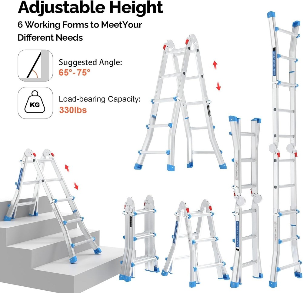 Multi-Position Ladder, Telescoping A-Frame & Extension Ladder, Compact Storage