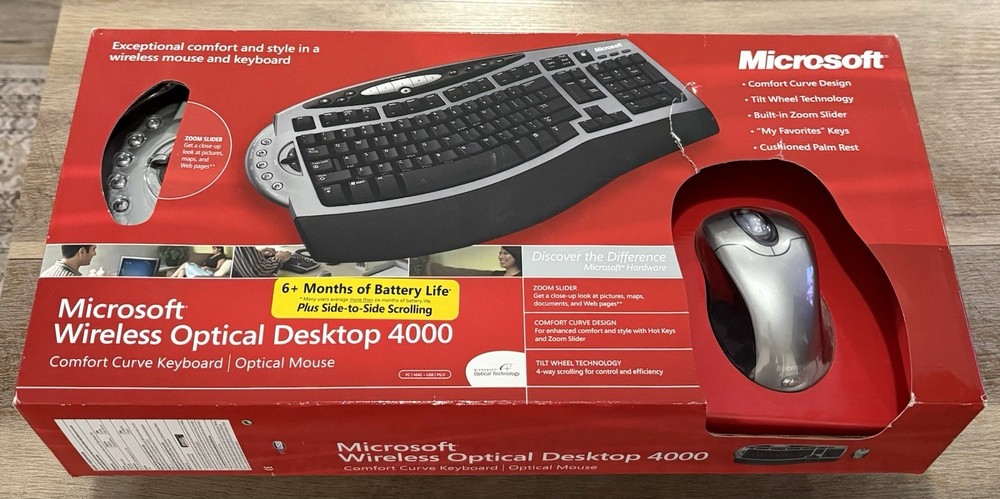 Microsoft Wireless Optical Desktop 4000 Keyboard Mouse NEW Sealed