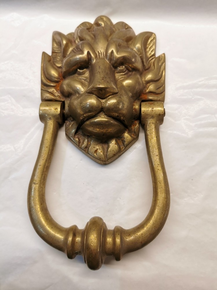 Vintage Solid Brass Lion's Mask / Face Door Knocker