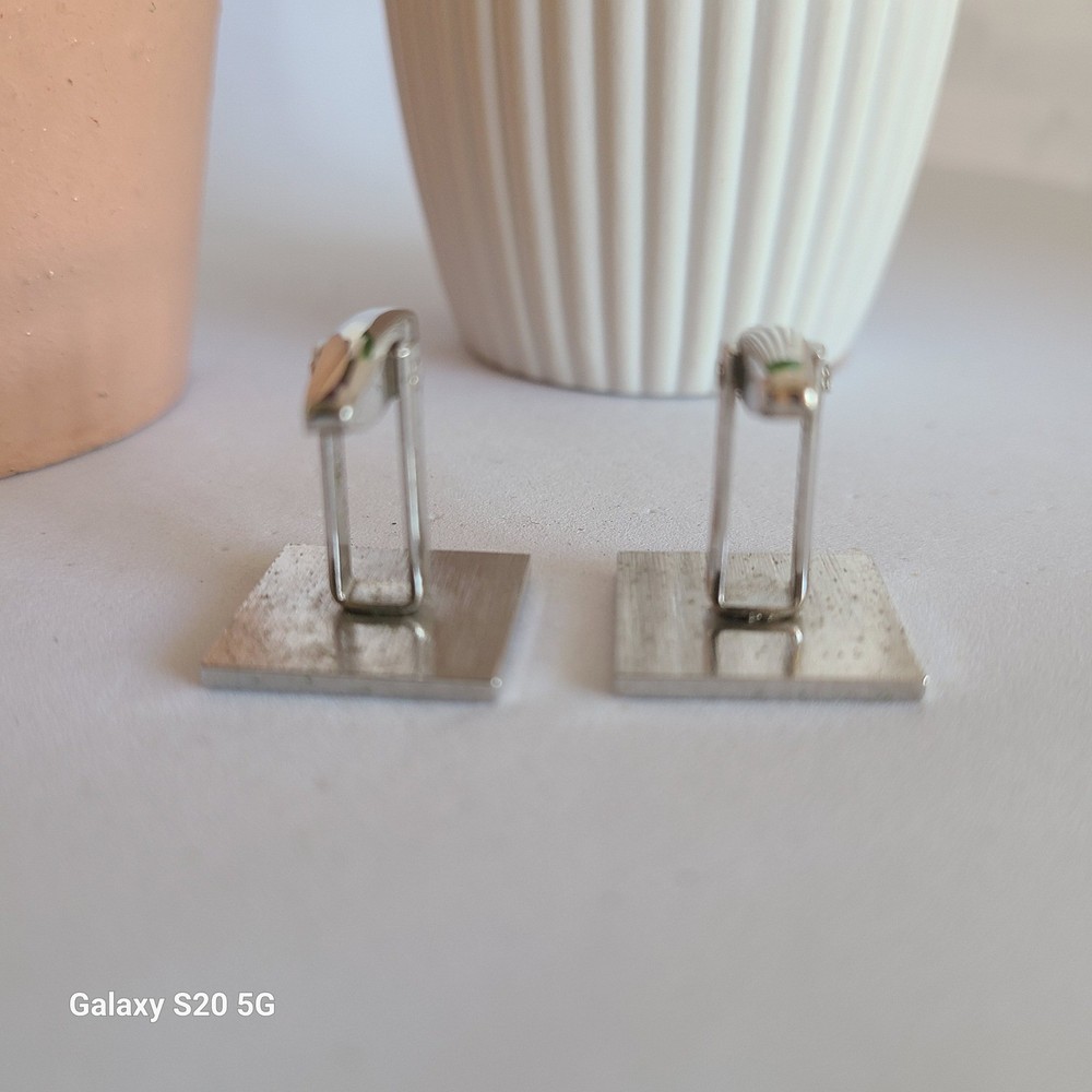 Men's Silver Tone Square Cufflinks Patterned Textured Design Classic
