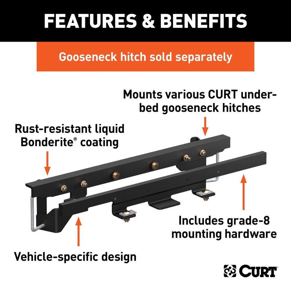 CURT 60657 Double Lock Custom Gooseneck Hitch Install Bracket Kit Only