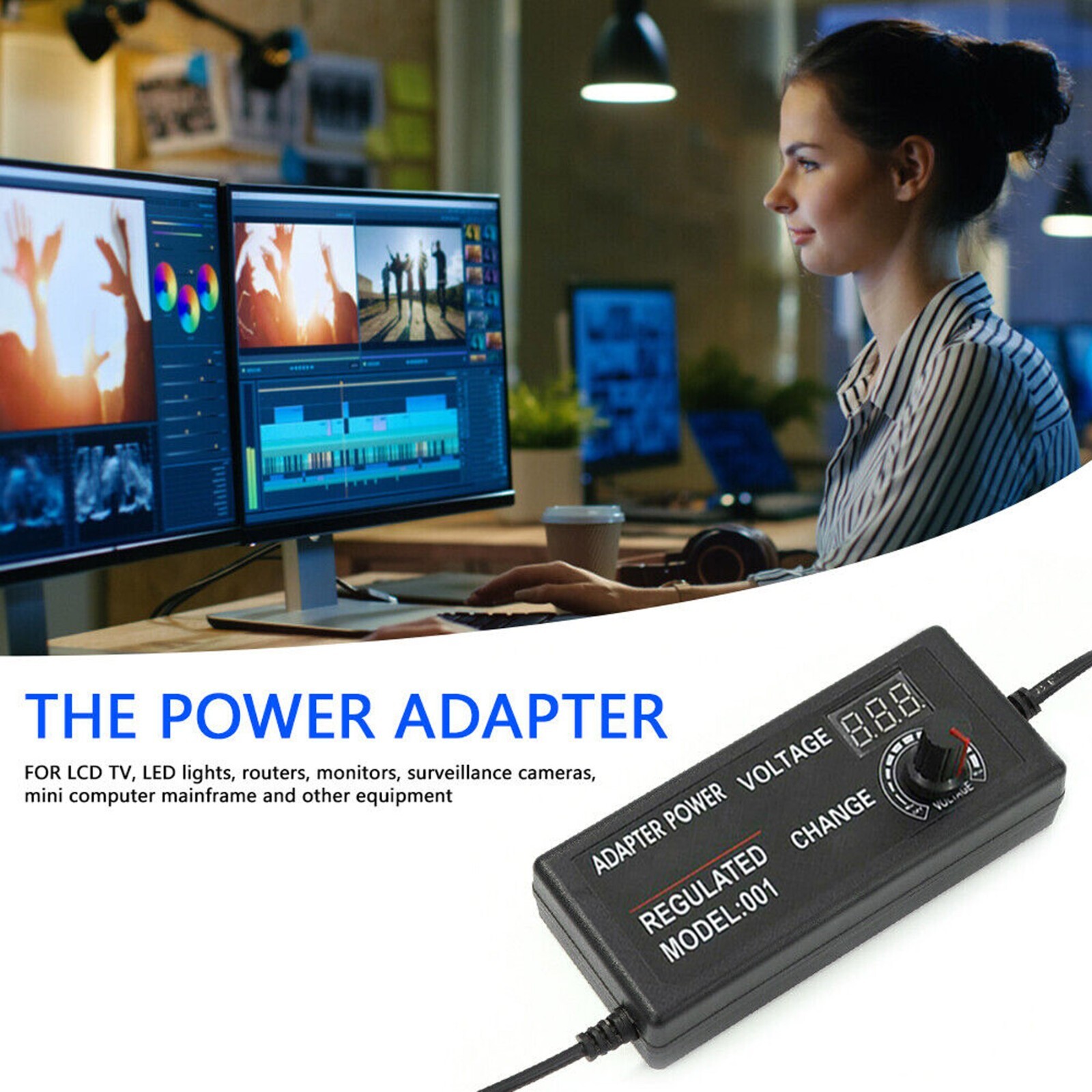 60W Power Supply Adjustable DC 3V-24V 12V Variable Universal AC DC Adapter