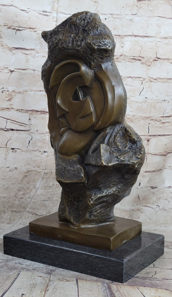 Lost Wax Method Classic Mid Century Face 100% Solid Bronze Sculpture Artwork