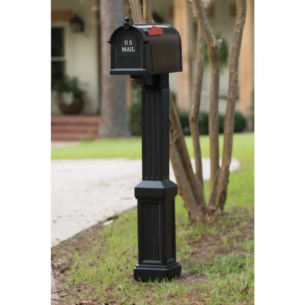 Mailbox Post Large Black Classic Newport Craftsman Style Rust Proof Durable