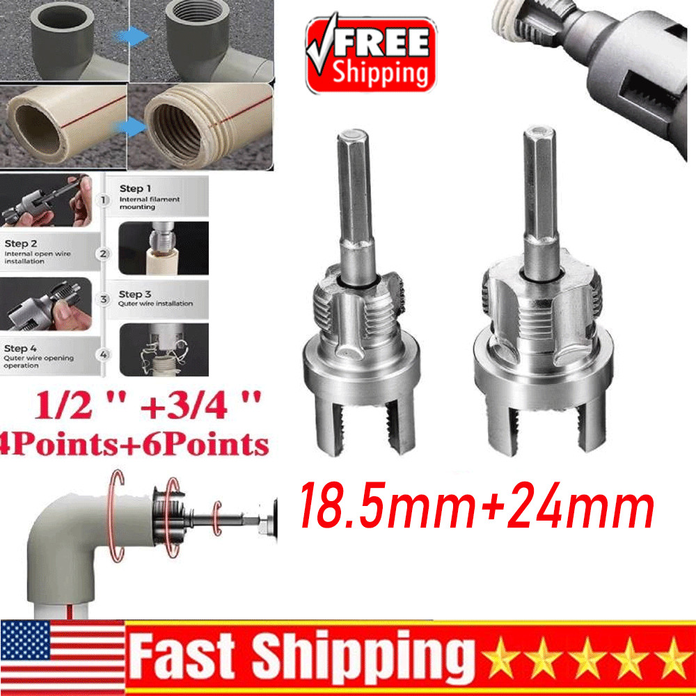 Integrated Internal & External Pipe Threading-Tool, PVC Pipe Threader Kit-NEW