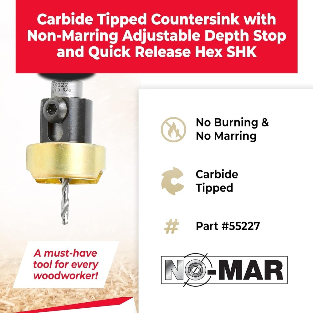 Carbide Tipped Countersink Set with Depth Stop - 4 Pc