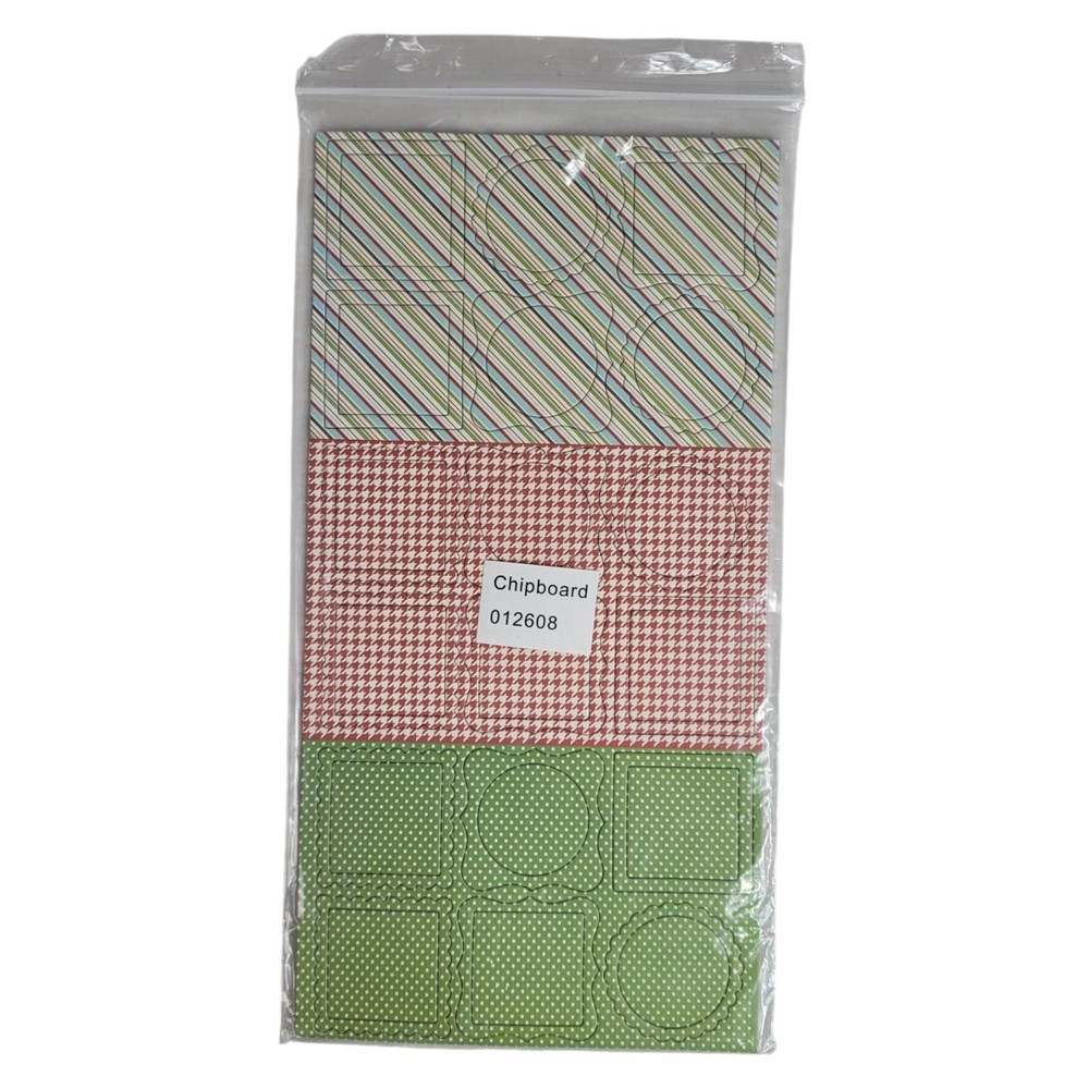 Scrapbook Card Die Cut Patterned Chipboard Houndstooth Dots Stripe 2 Sheets NEW