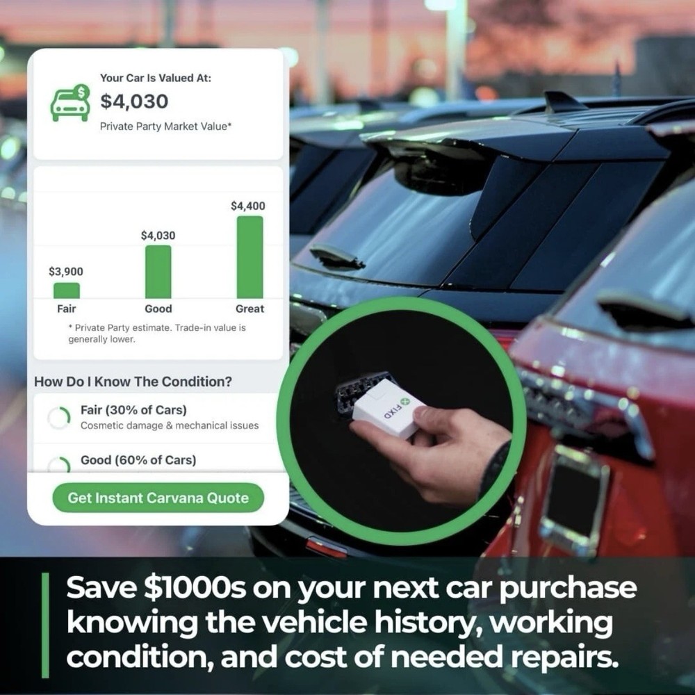 FIXD Bluetooth OBD2 Scanner for Car - Car Code Readers & Scan Tools for iPhone &