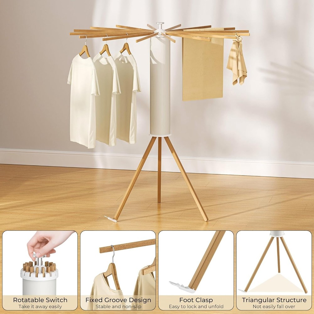 Clothes Drying Rack Portable Foldable Space Saver Garment Rack Laundry Dryer