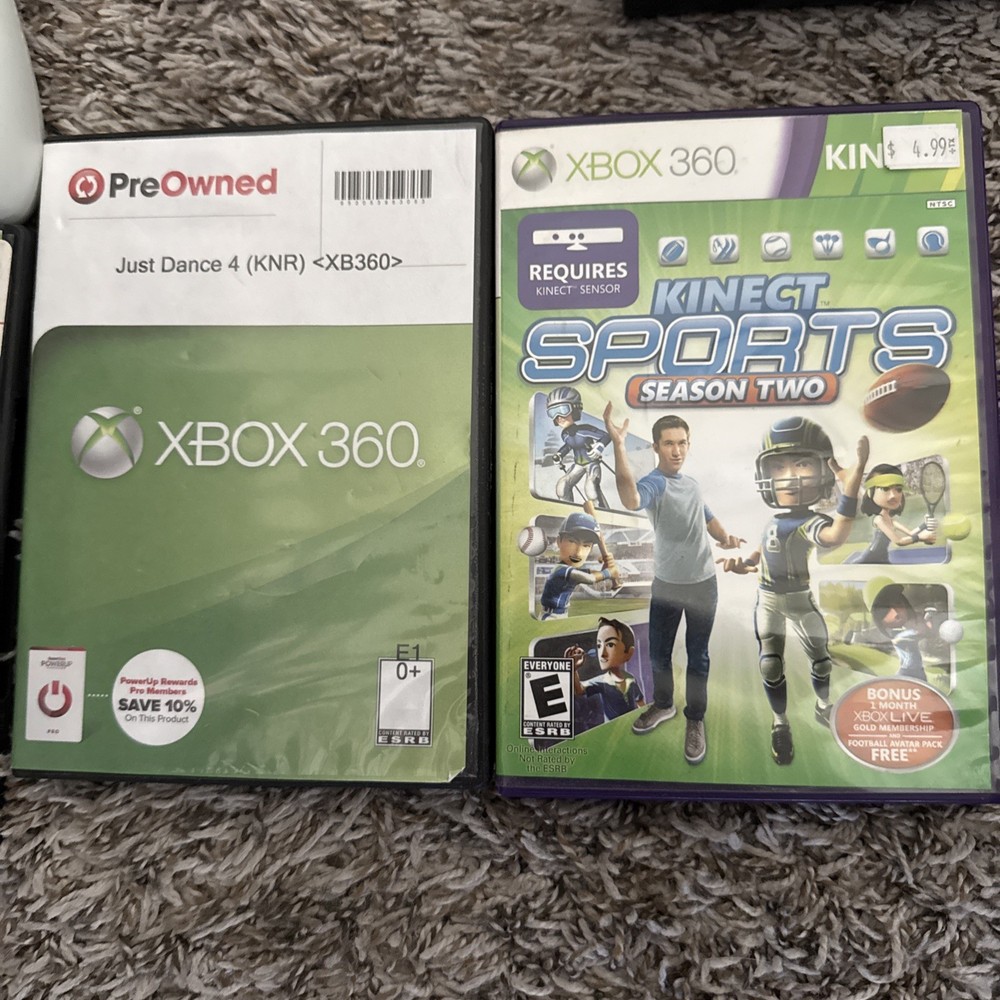 XBox 360 Slim Bundle 120GB, 6 Games, Power Cable, 2 Controllers, Kinect TESTED