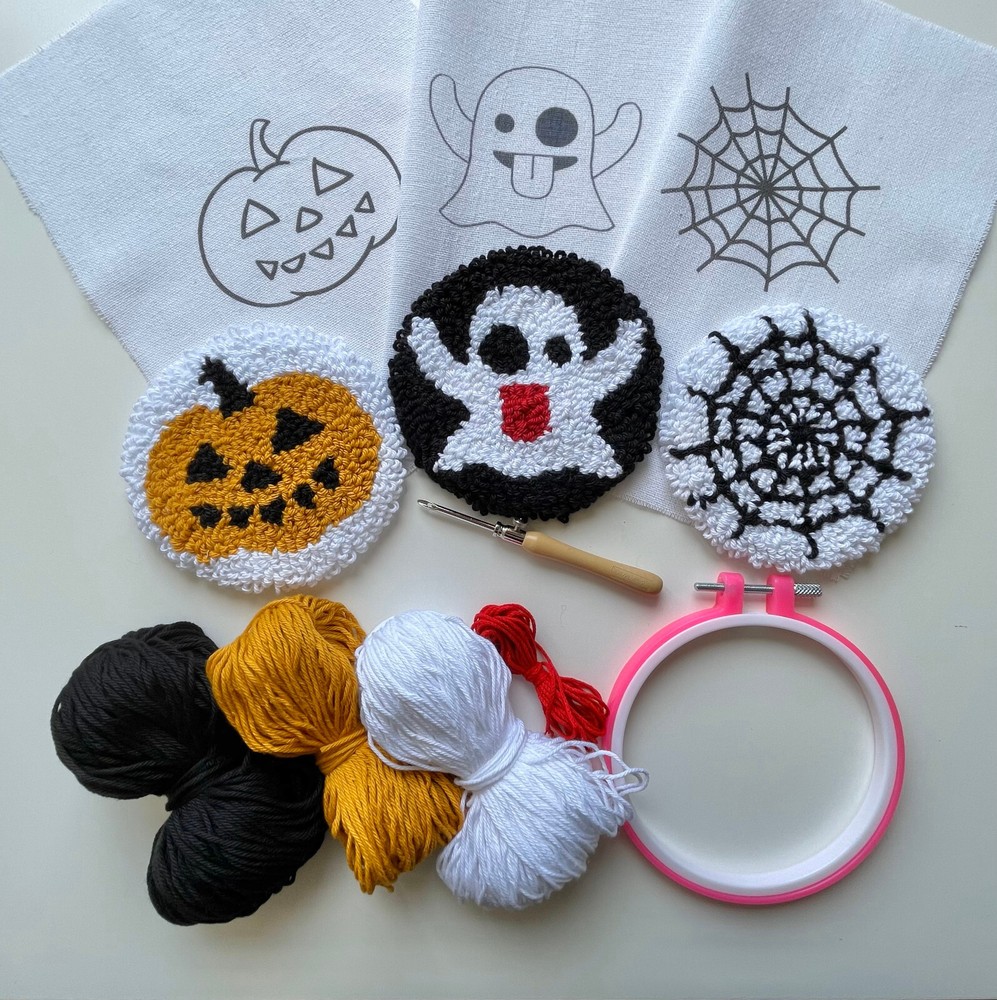 DIY Punch Needle Coaster Kit,  Halloween Special Patterns