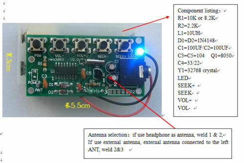 76-108MHz Wireless Stereo FM Radio Receiver Module Electronic Learning Kits