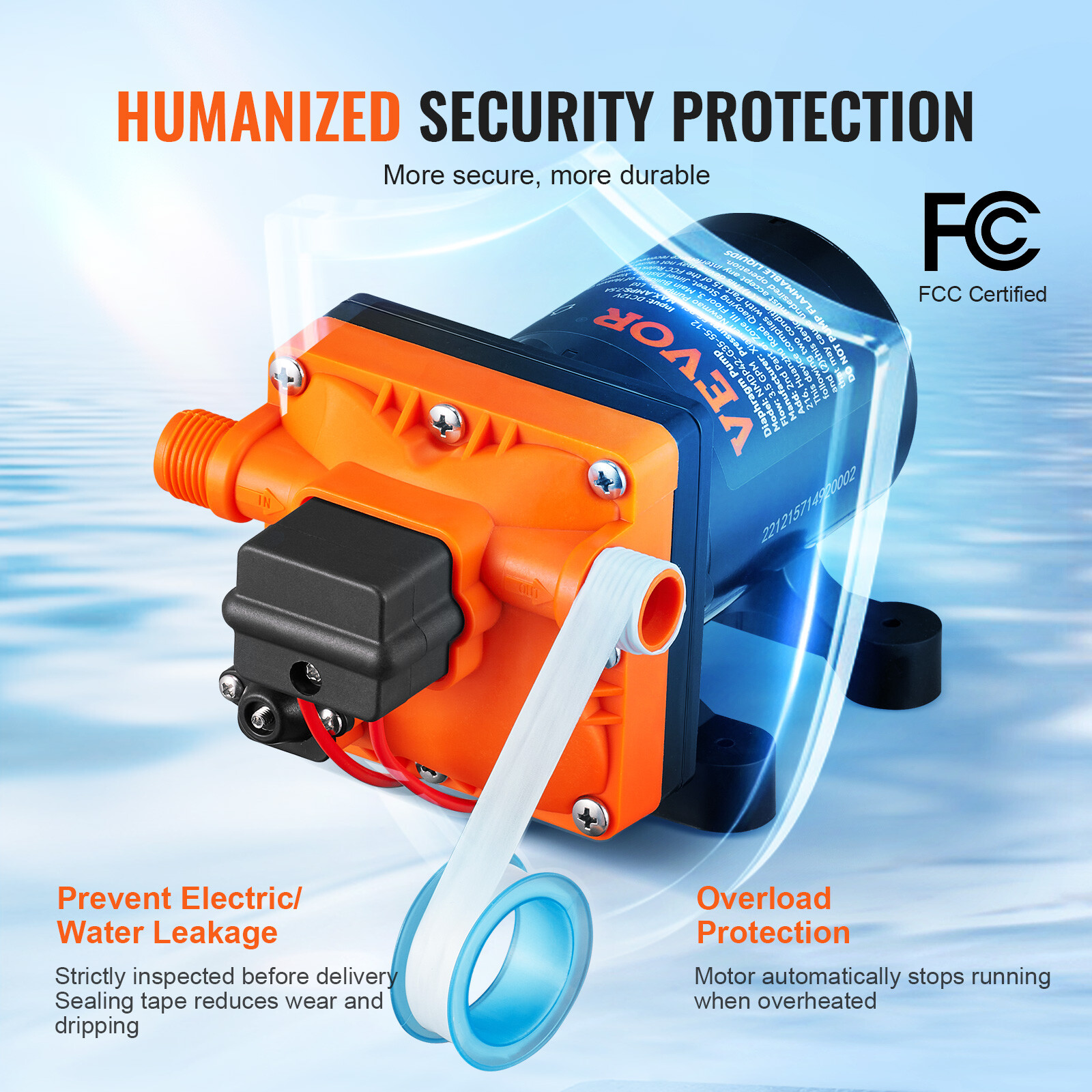 12V Water Pressure Diaphragm Pump Self-Priming Pump 55 PSI 3.5 GPM Boat RV