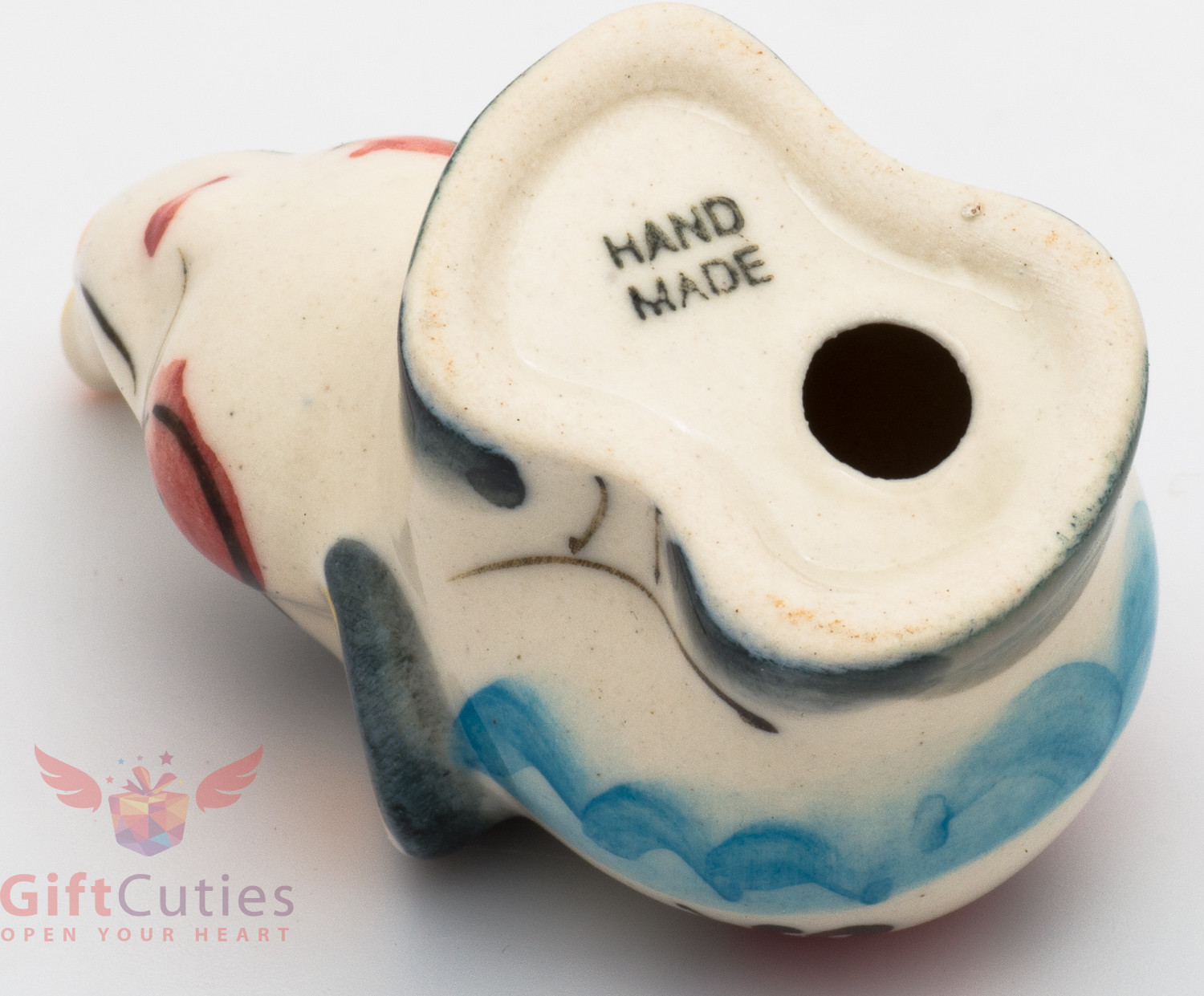 Happy Elephant Collectible Gzhel style Porcelain small Figurine hand-painted