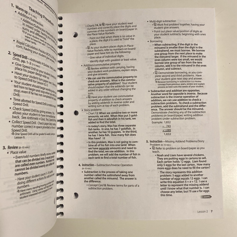 Abeka Arithmetic 4 Lesson Plans