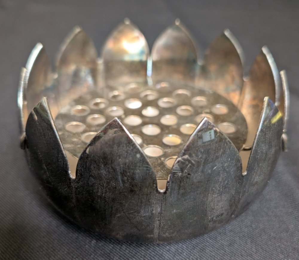 Vintage Leonard Silver plate Flower Frog Lotus Petal Floral Decoration Dip Set