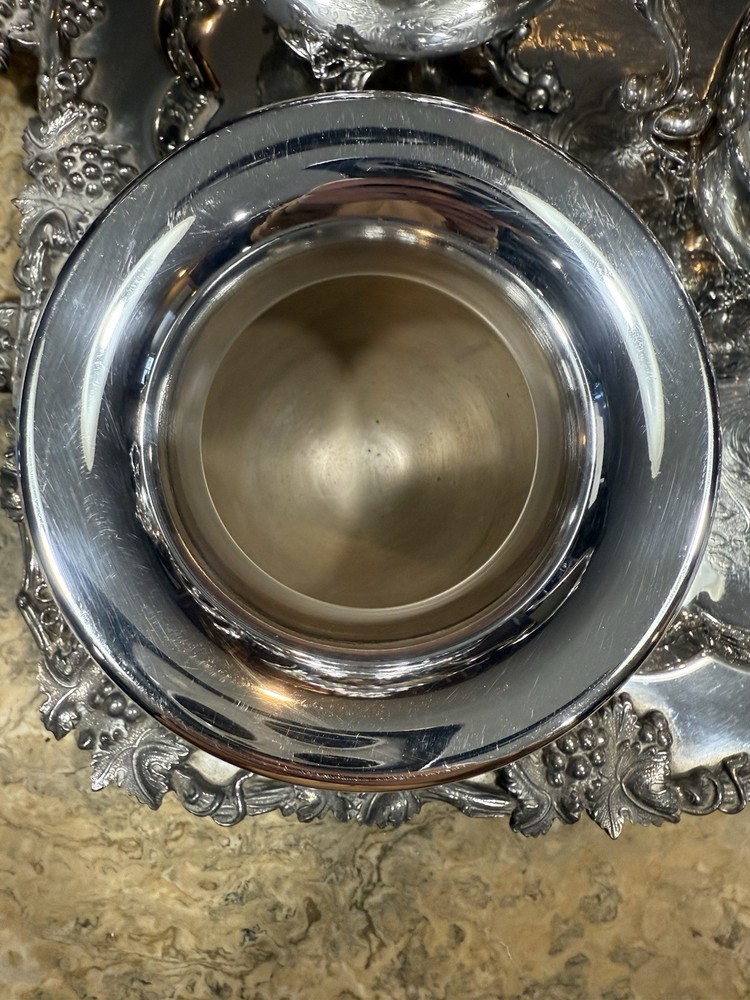 5 Piece Goldfeder Silver Co. Footed Coffee/Tea Service With Silver Plate Grapes