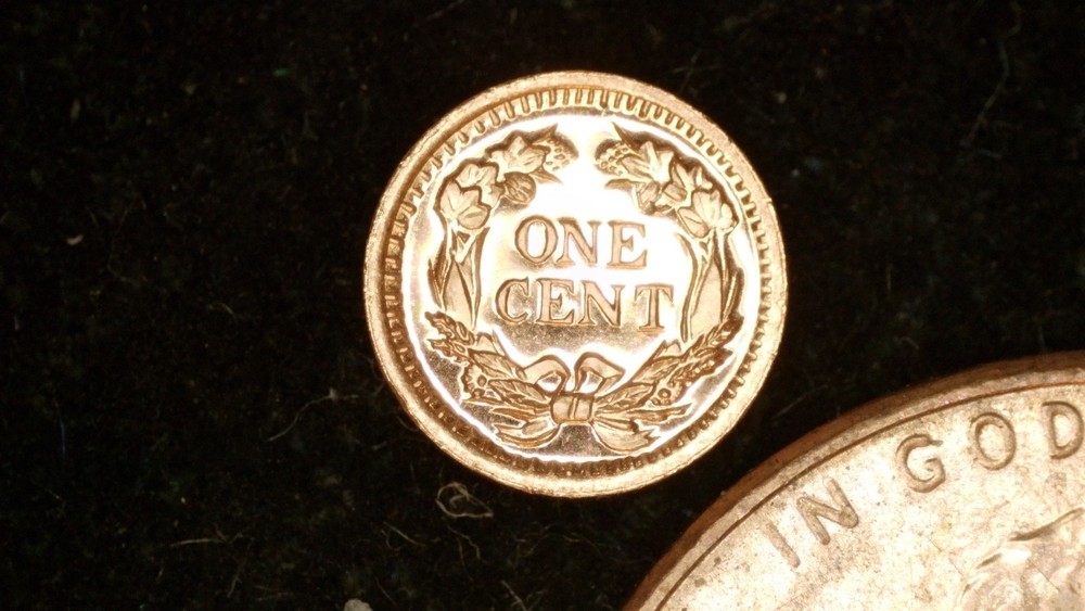MINIATURE COIN 1856 FLYING EAGLE CENT PROOF LIKE COPPER