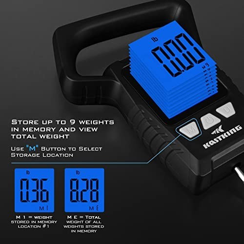 Floating Waterproof Digital Fish Scale, 110lb Capacity, Large LCD Display, Multi