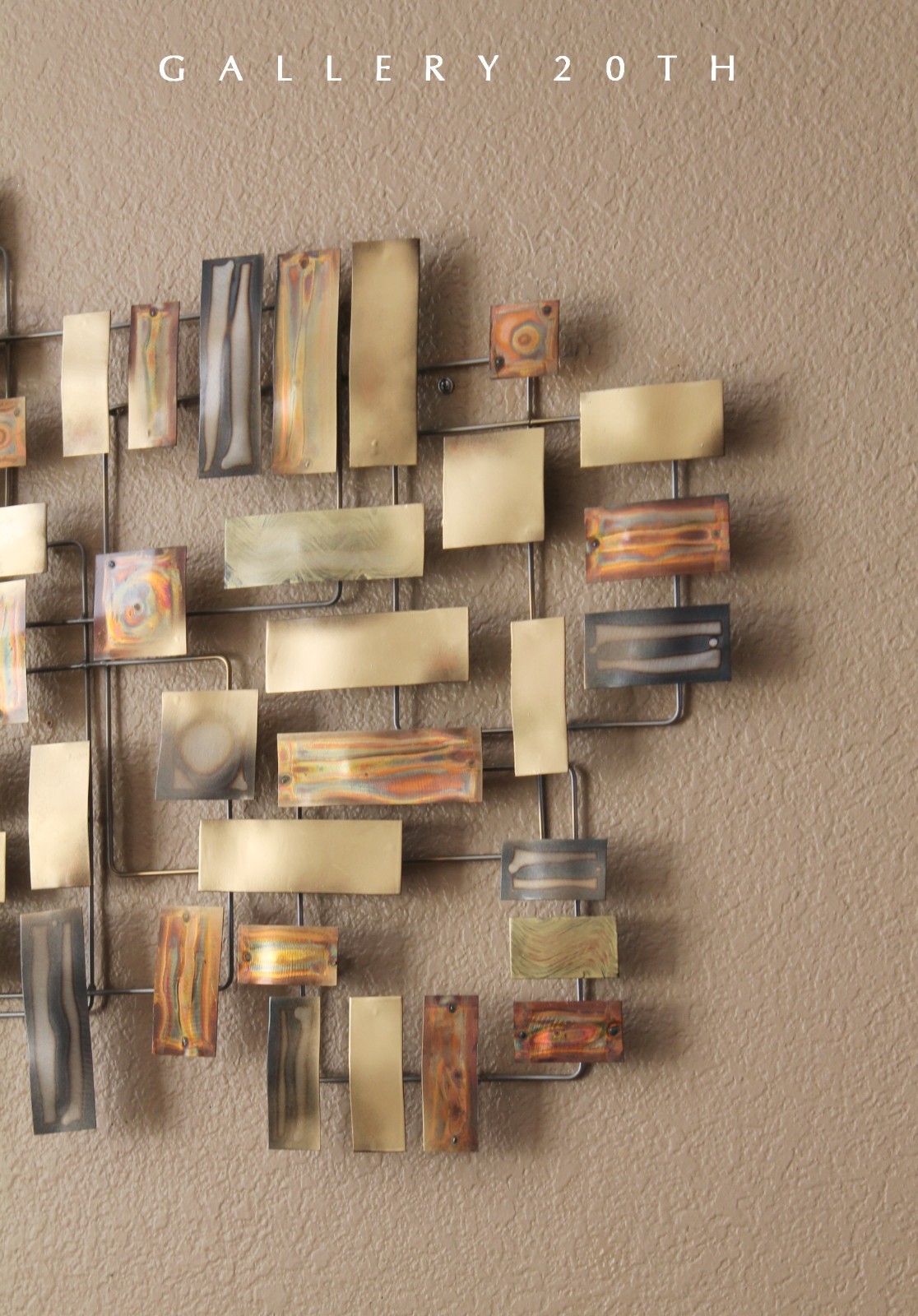 MONUMENTAL MODERNIST WALL SCULPTURE! BRUTALIST HANDCRAFTED METAL ART BRONZE ORIG