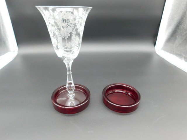 2 Vintage Ruby Red Glass  Coasters