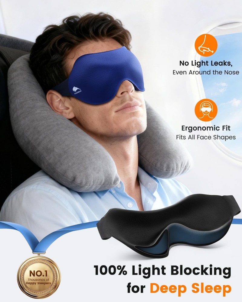Sleep Masks for Side Sleeper Women Men 3 Pack: Patented Light Blocking