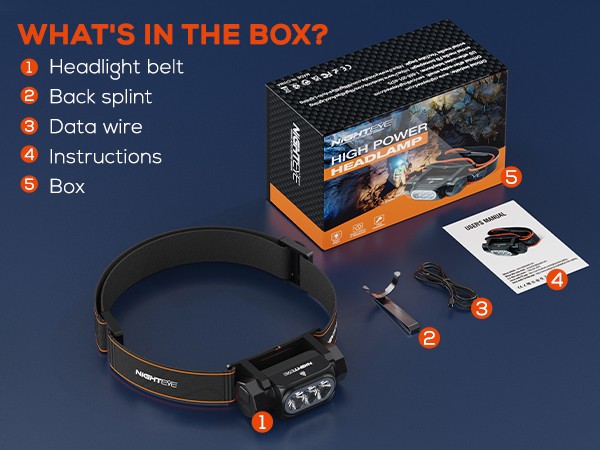 Rechargeable Camping Headlight 2000Lm Waterproof LED Head Lamp Rang 100m 3 LEDS