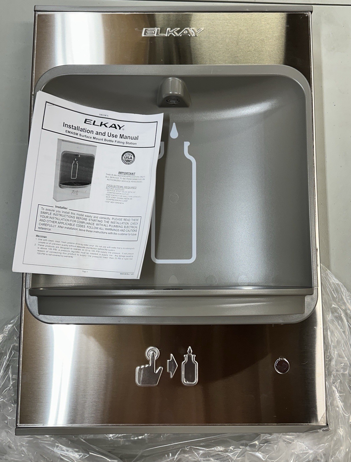 Elkay EZH20 EMASM Mechanical Surface Mount Bottle Refilling Station Non-Electric